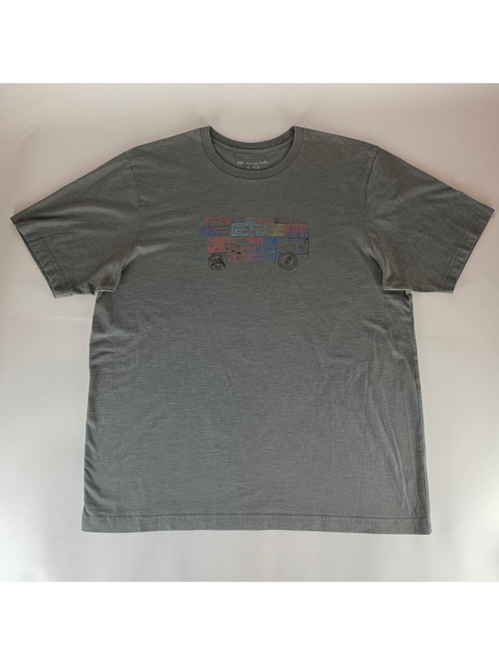 Travis Mathew Golf Gray Passports Stamps Van Short Sleeve Shirt Mens Large